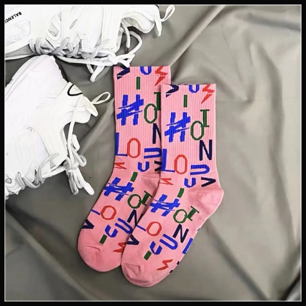 Multicolor Logo Monogram Crew Socks – Millennial Pink